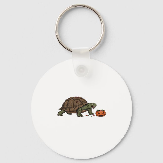 Zombie Turtle Candy Crawl - Spooky Slow Halloween  Key Ring (Front)