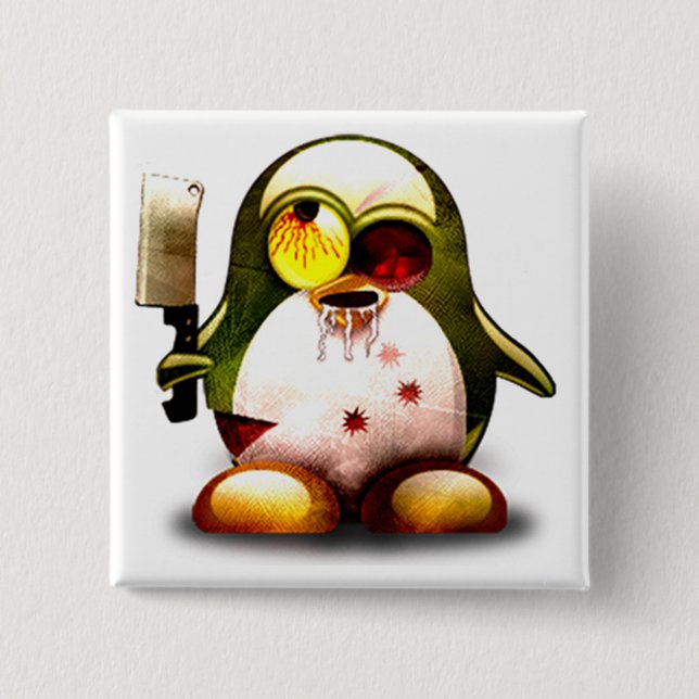 Zombie Tux (Linux Tux) 15 Cm Square Badge (Front)
