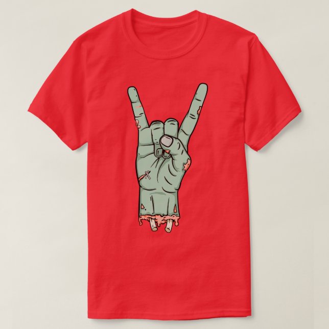 Zombie Undead Metal Horn Design T-Shirt (Design Front)