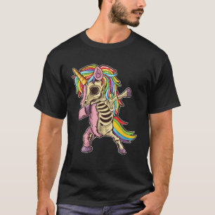 Zombie Unicorn Dabbing Skeleton Halloween Costume T-Shirt