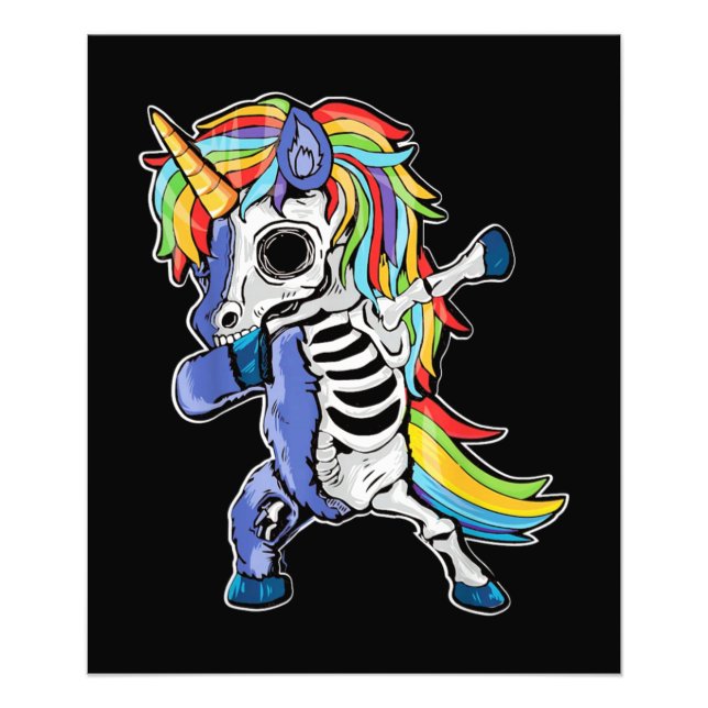 Zombie Unicorn Dabbing Skeleton Photo Print (Front)