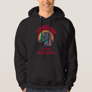 Zombie Unicorn I Love Brainbows  Gothic Goth Theme Hoodie