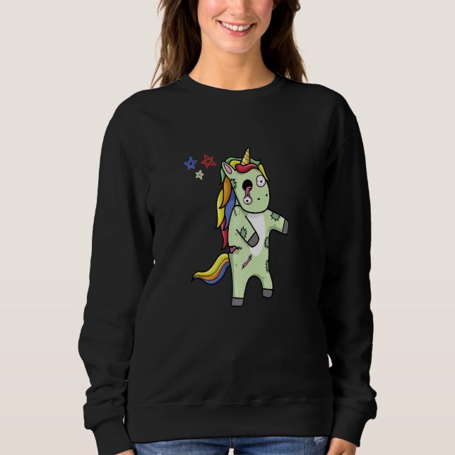 Zombie Unicorn Magical Unicorn Halloween Zombie Sweatshirt (Front)