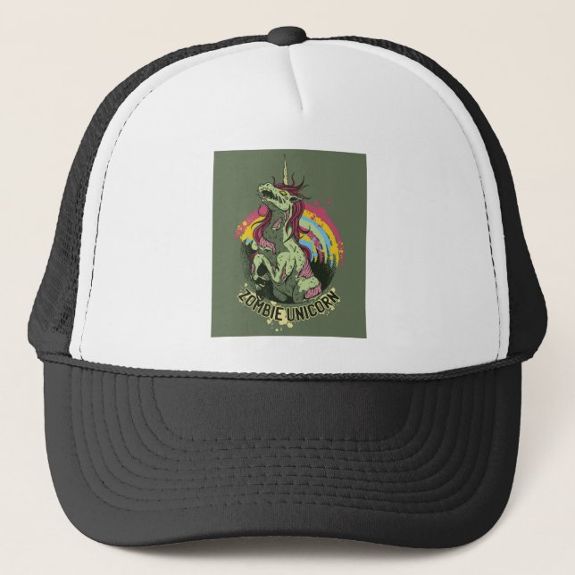 Zombie unicorn trucker hat (Front)