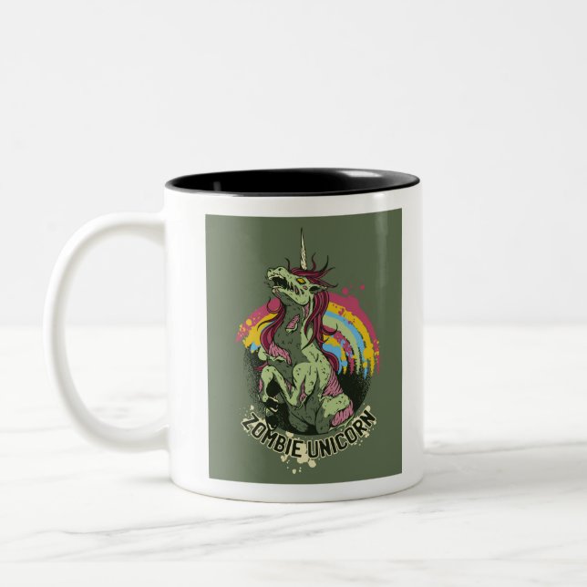 Zombie unicorn Two-Tone coffee mug (Left)