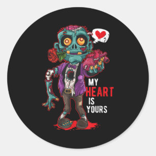 Zombie Valentine My Heart Belongs To You  Classic Round Sticker