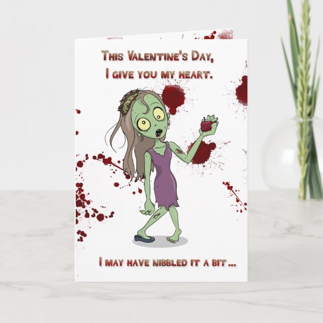 Zombie Valentine - nibbled heart Holiday Card (Front)