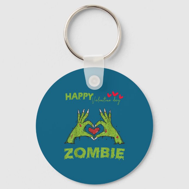 Zombie Valentine's Day Hand Shape A Heart Hallowee Key Ring (Front)
