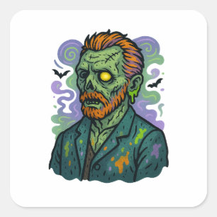 Zombie Van Gogh – Cartoon Comic Parody Square Sticker