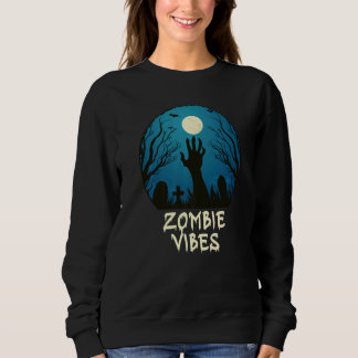 Zombie Vibes Moonlit Graveyard  Scary Kids Boys Ad Sweatshirt