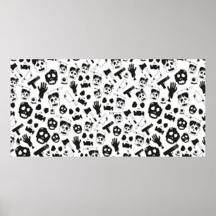 Zombie vintage Seamless Pattern Background theme Poster