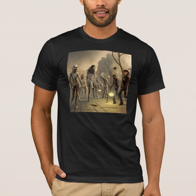 Zombie Walking Dead Horde Halloween T-Shirt (Front)