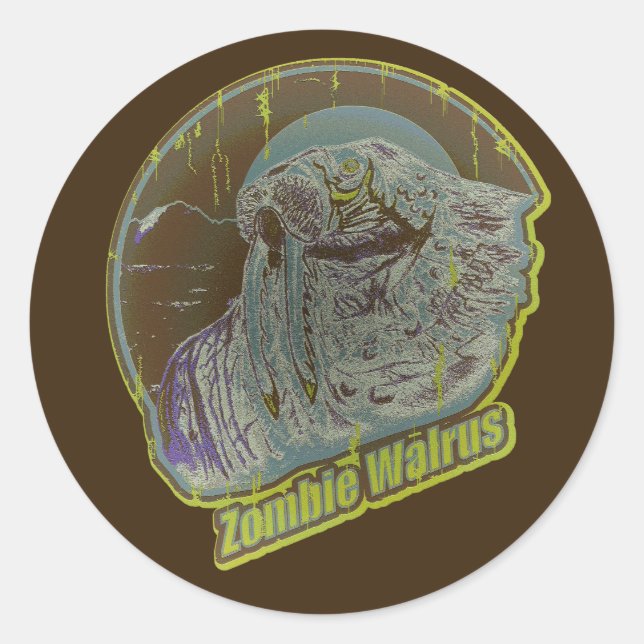 Zombie Walrus  Classic Round Sticker (Front)