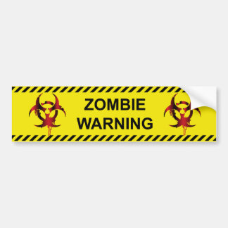 Zombie Warning Bumper Sticker