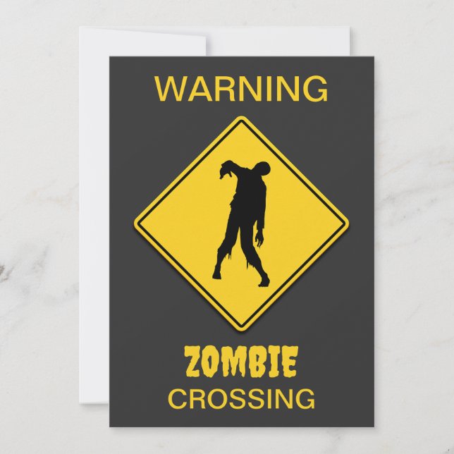 Zombie Warning Halloween Invitation (Front)