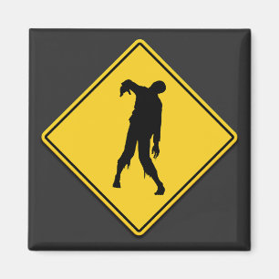 Zombie Warning Halloween Magnet
