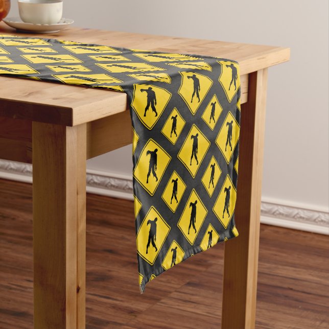 Zombie Warning Halloween Medium Table Runner (In Situ)