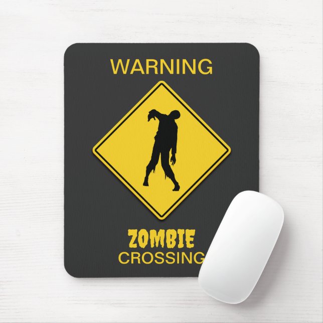 Zombie Warning Halloween Mouse Pad (With Mouse)