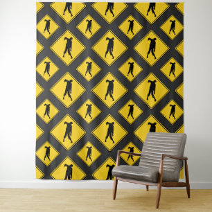Zombie Warning Halloween Photo Backdrop Tapestry