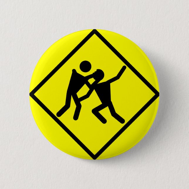 Zombie Warning Road Sign 6 Cm Round Badge (Front)