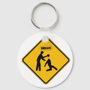 Zombie Warning Sign Key Ring