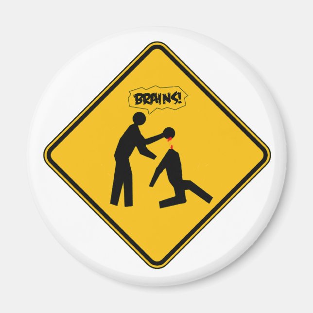 Zombie Warning Sign Magnet (Front)
