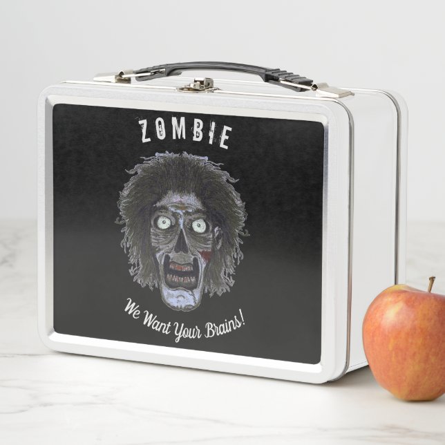 Zombie -We want your brains! Black Metal Lunch Box (In Situ)