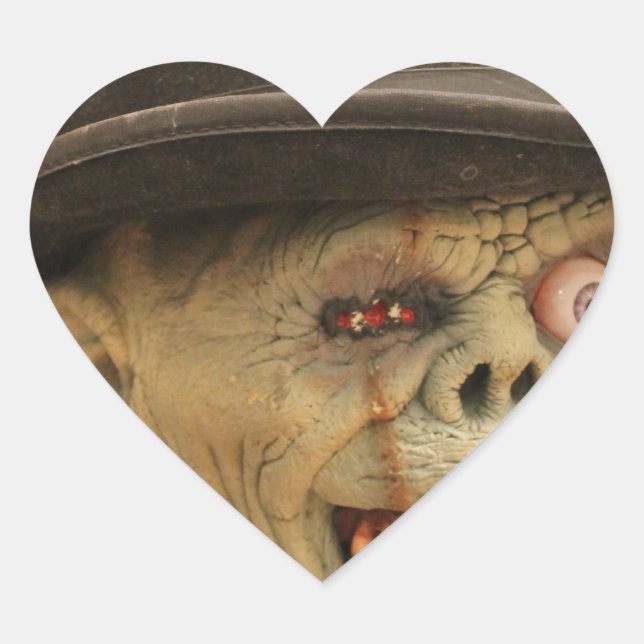 Zombie with Cigar and Top Hat Heart Sticker (Front)