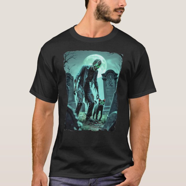 Zombie with his loyal cat! T-Shirt (Front)