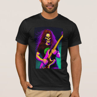 Zombie with long hair playing bass guitar  T-Shirt