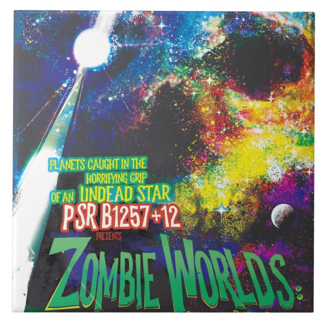 Zombie Worlds Halloween Galaxy of Horrors Ceramic Tile (Front)