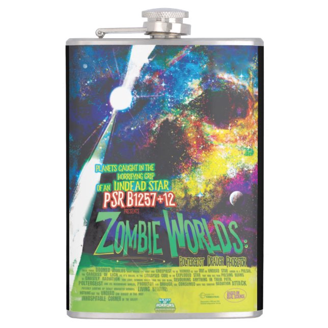 Zombie Worlds Halloween Galaxy of Horrors Hip Flask (Front)
