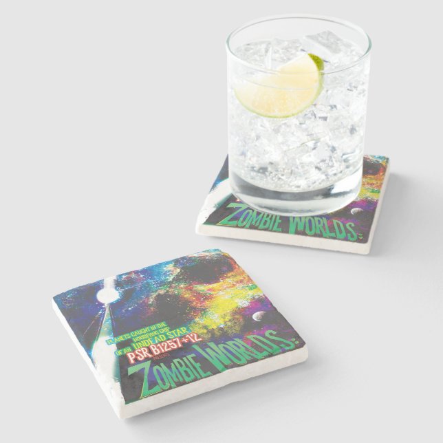 Zombie Worlds Halloween Galaxy of Horrors Stone Coaster (Side)