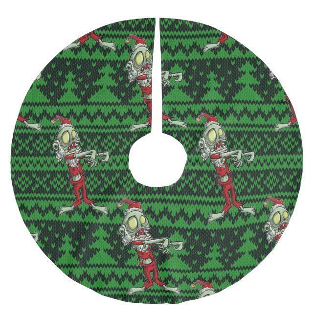 zombie xmas santa brushed polyester tree skirt (Front)