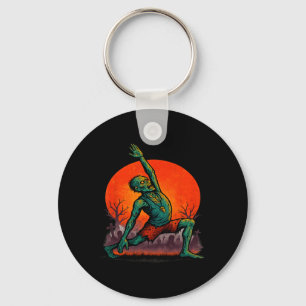 Zombie Yoga Undead Stretch Pose Spooky Moonlight H Key Ring
