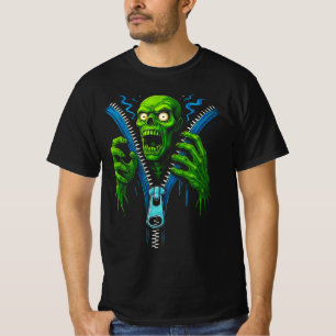 Zombie Zipper Illusion   3D Horror Graphic Tee   S