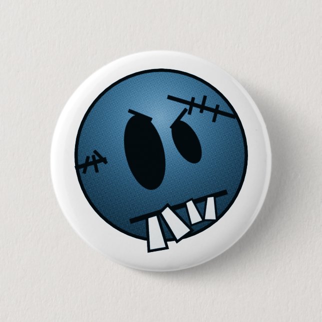 ZOMBIECON FACE - BLUE 6 CM ROUND BADGE (Front)