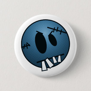 ZOMBIECON FACE - BLUE 6 CM ROUND BADGE