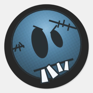 ZOMBIECON FACE - BLUE CLASSIC ROUND STICKER