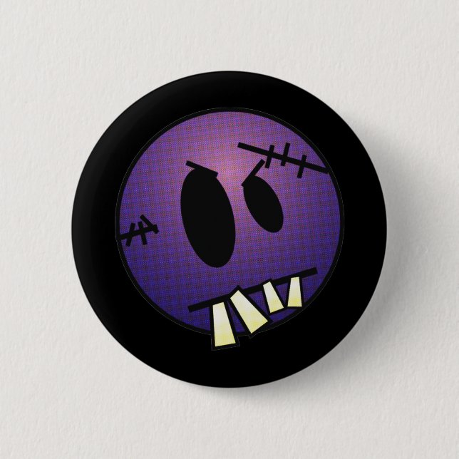 ZOMBIECON FACE - PURPLE 6 CM ROUND BADGE (Front)