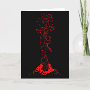 Zombiecore Aesthetic Zombie Hand Red Rose Skeleton Card