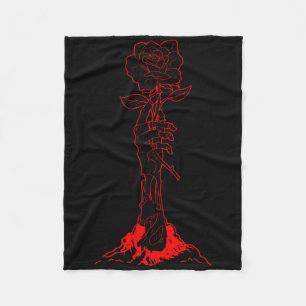 Zombiecore Aesthetic Zombie Hand Red Rose Skeleton Fleece Blanket