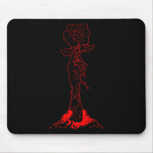 Zombiecore Aesthetic Zombie Hand Red Rose Skeleton Mouse Pad