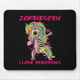 Zombiecorn I Love Brainbows Zombie Halloween Unico Mouse Pad