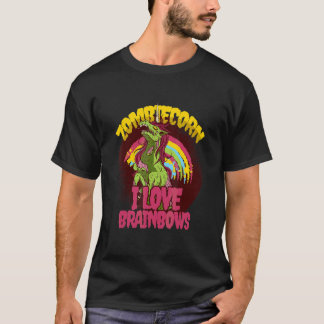 Zombiecorn I Love Brainbows Zombie Unicorn Horse M T-Shirt