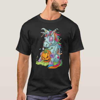 Zombiecorn Zombie Unicorn Halloween Costume Pumpki T-Shirt