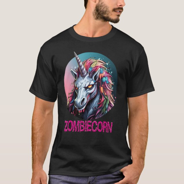 Zombiecorn Zombie Unicorn I Love Brainbows Punk Ha T-Shirt (Front)