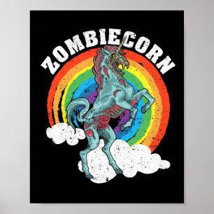 Zombiecorn Zombie Unicorn Lover Halloween Animal Poster