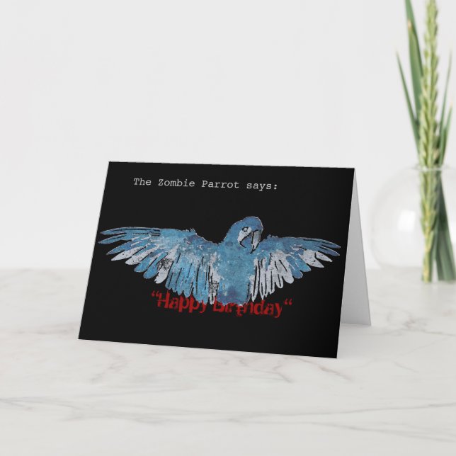 ZombieParrot "Happy Birthday" Card (blue/black) (Front)