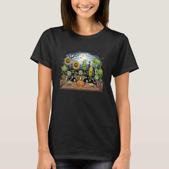 Zombies and Plants Thanksgiving T-Shirt (Front)